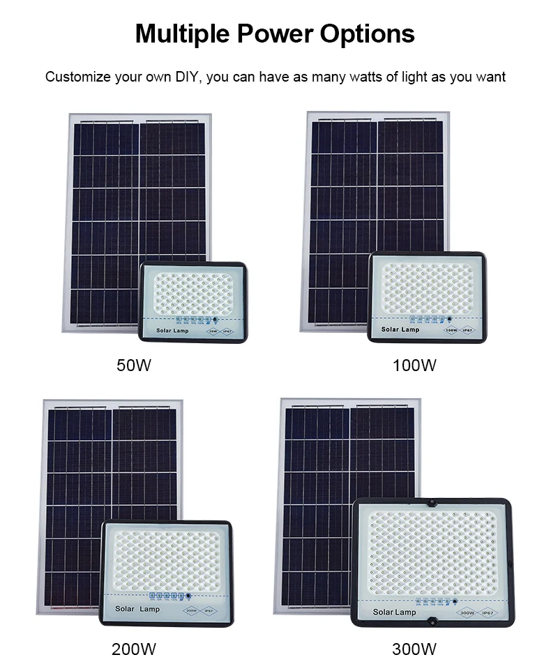 Solar LED Flood Light 50W 100W 200W 300W High Quality Ip66 Waterproof System Solar Lamp With Remote Control
