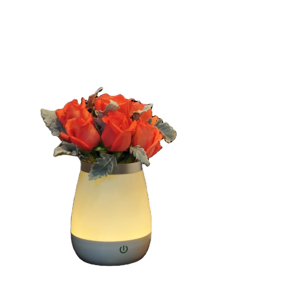 
Dimmable USB Rechargeable LED Vase Lamp For Bedroom Living Room Kids Room Kitchen flower pot night light 