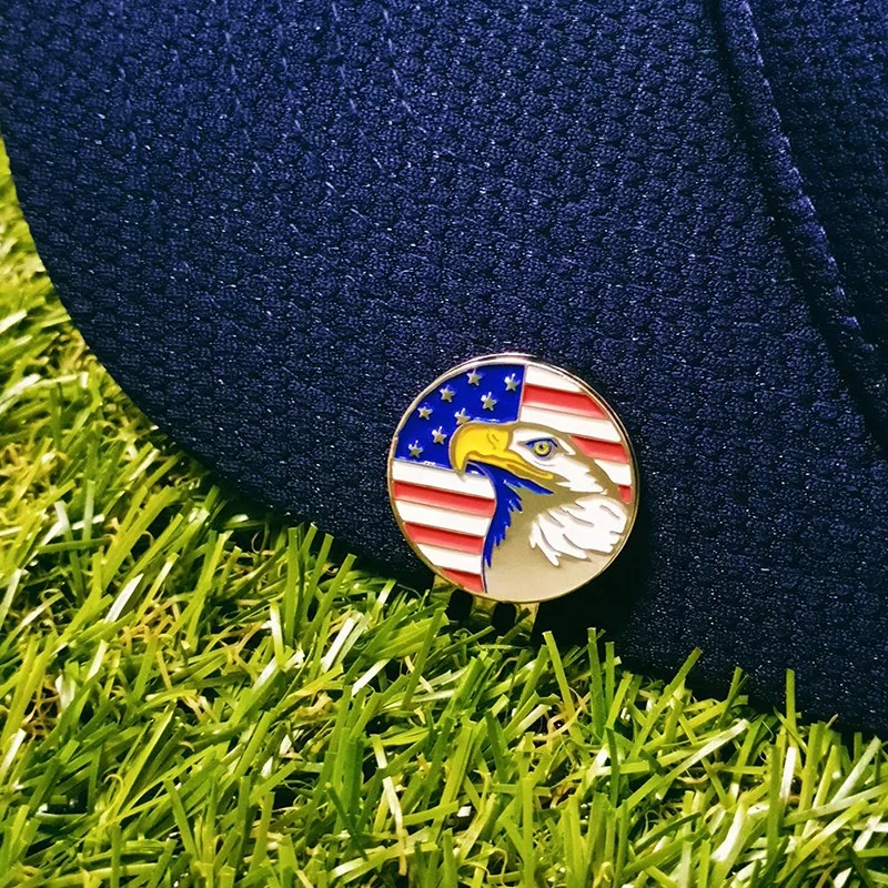 Factory Price Golf Ball Markers for Men Women Fits All Magnetic Golf Tools Alloy Mark  USA flag  Golf Ball Marker