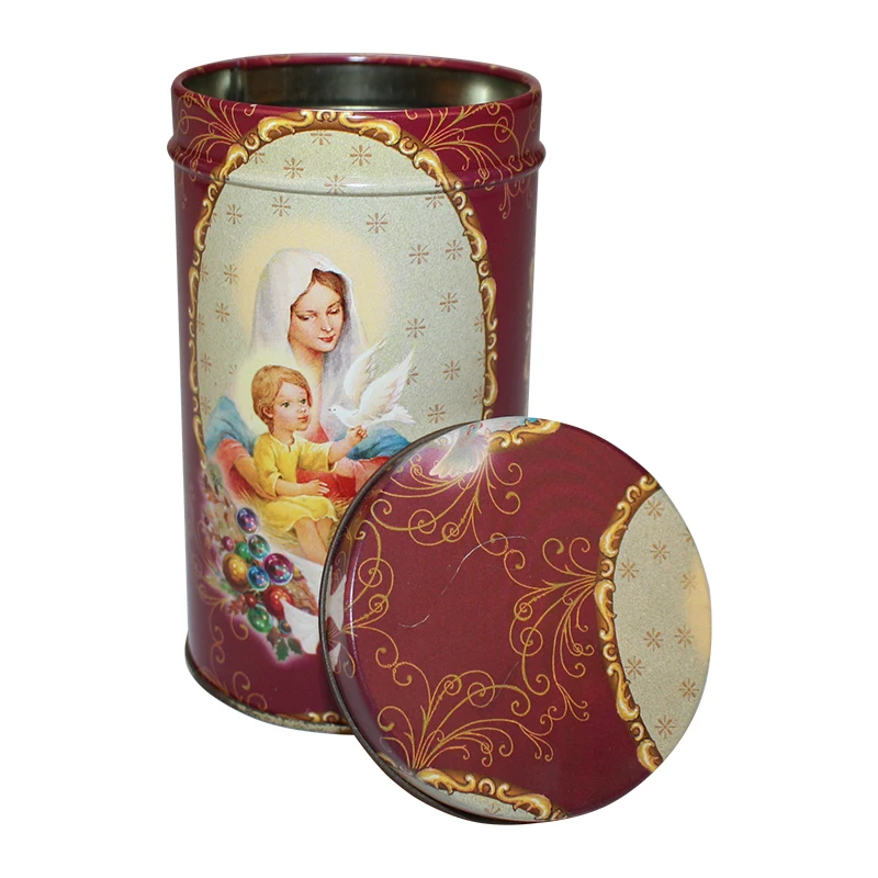 Packaging Decorative Tin Box Round Tea Leaf Box Wholesale Coffee Capacity Metal Cans