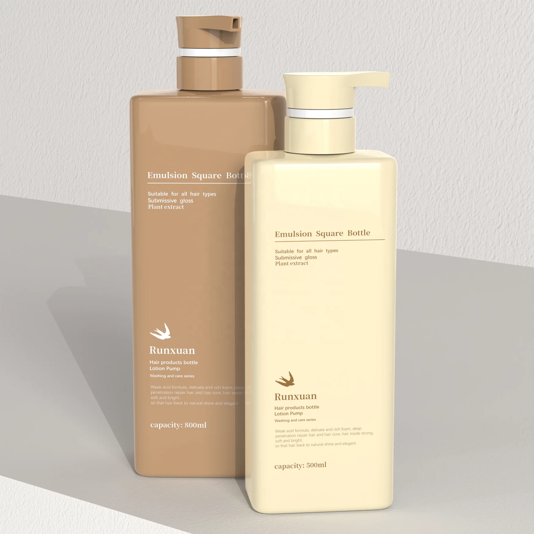 800ml Luxury Cosmetic Packaging 500ml PET Plastic Shampoo Bottle Liquid Hand Wash Body Lotion Frosted Pump Bottles for Skin Care