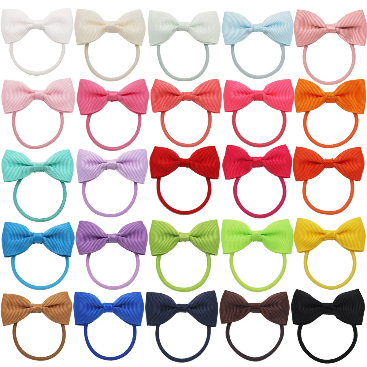 2022 New Design Sweet Ribbons Colorful Ribbon Bows Ponytail Holder Rubber Bands Hair Ties for Kids Girls