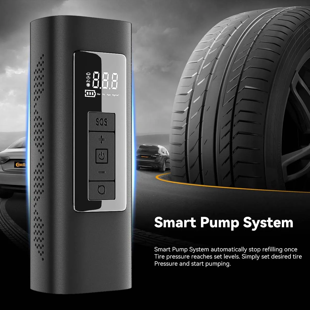 6000mAh Electrical Digital Portable Car Tire Inflator 150PSI Pressure Air Pump for Motorcycle Scooter Bike AUTO Tyre Balls