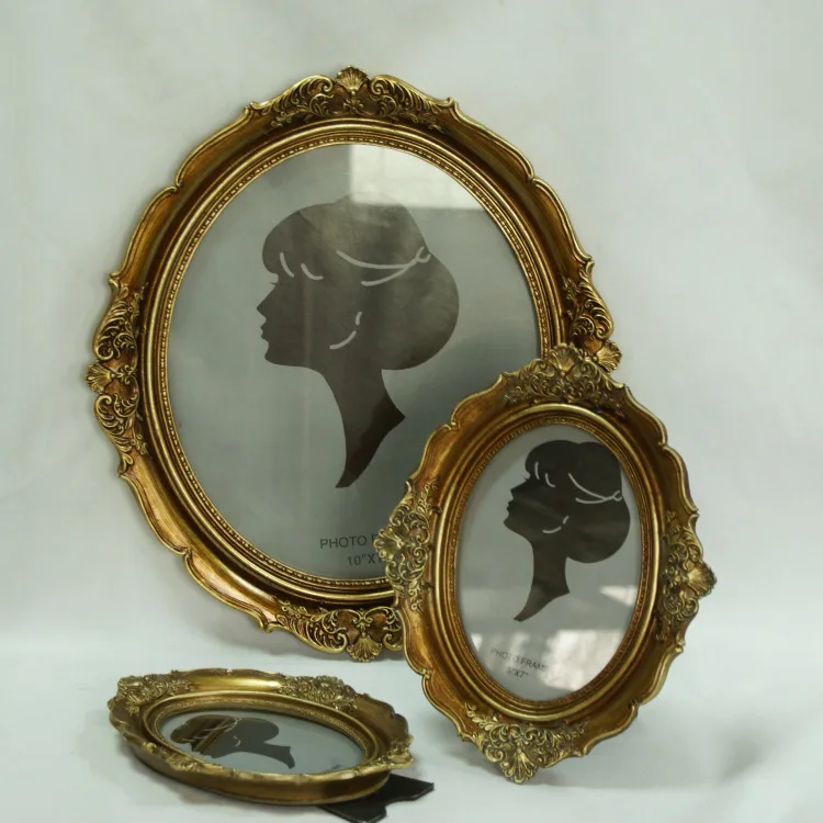 American Home Decoration Vintage Wall Art Photo Props Decorative Paintings Baroque Oval Picture Frames for Gallery Wall Display