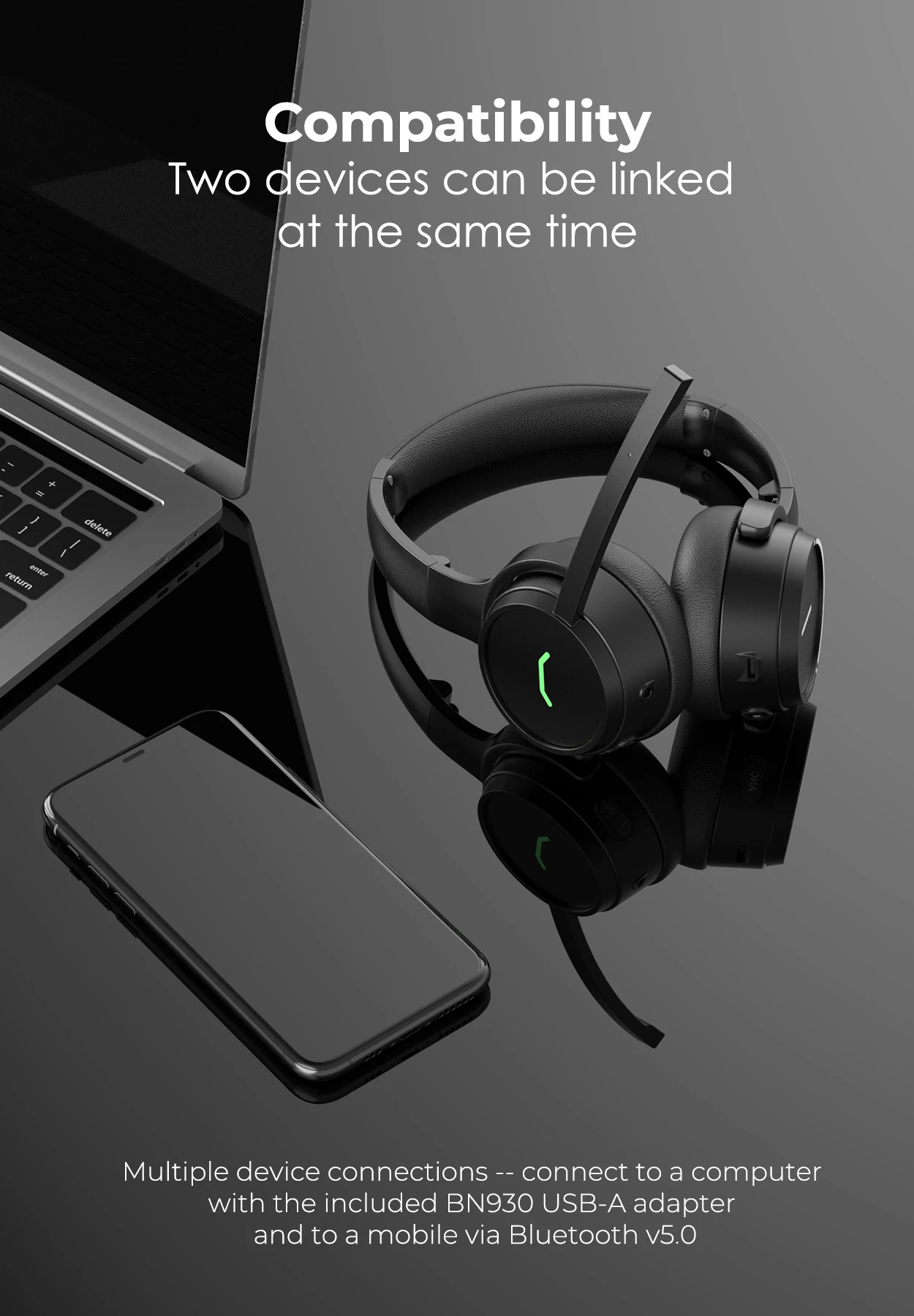 Premium OEM ODM Bluetooth Wireless Noise Reduction Call center Conference Office Headset Long Play Time ANC Earbuds Headphone