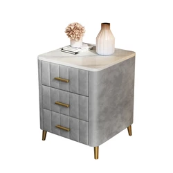 Wholesale Nordic Modern Simple Bedside Table Luxury Square Night Table Bedroom Furniture Bedside Cabinet Velvet Nightstand