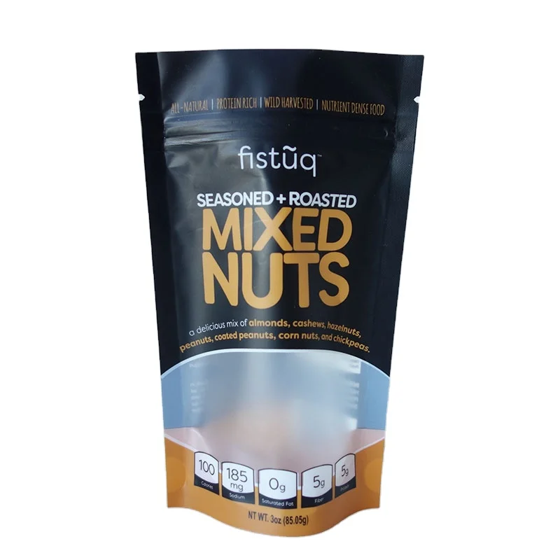 Supplier Custom With Logo Printed Plastic Standing Zipper Moisture Proof Bag Coffee/Tea/Nut Snack Food Packaging Pouches Bags