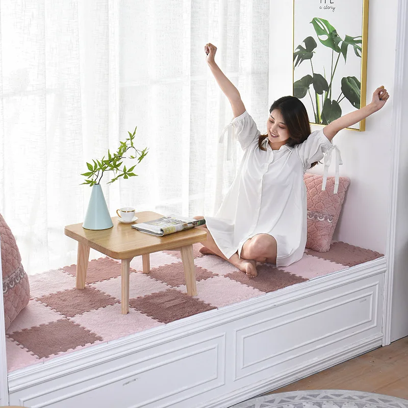 Bedroom Full-paved Girl Square Mosaic Floor Mat Home Washable Cutting Princess Bedside Carpet