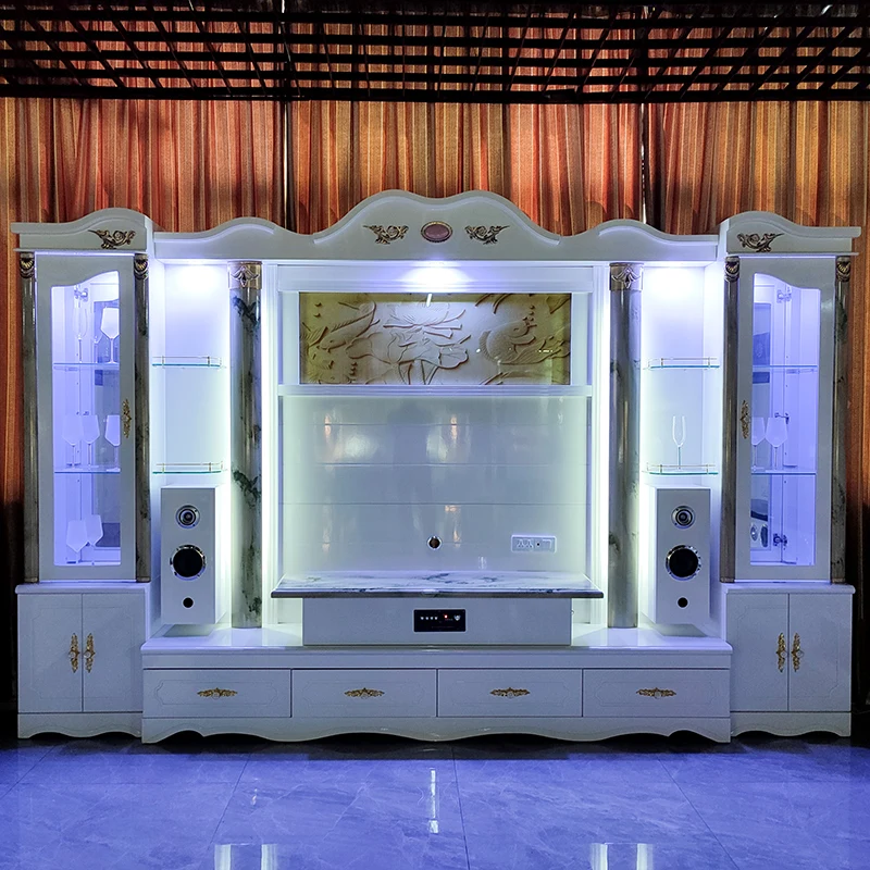 Meuble De Salon Tv Moderne Luxe Classic Luxury White Mdf Tv Stand Furniture Modern Home Wooden Living Room Wall Unit Tv Cabinet