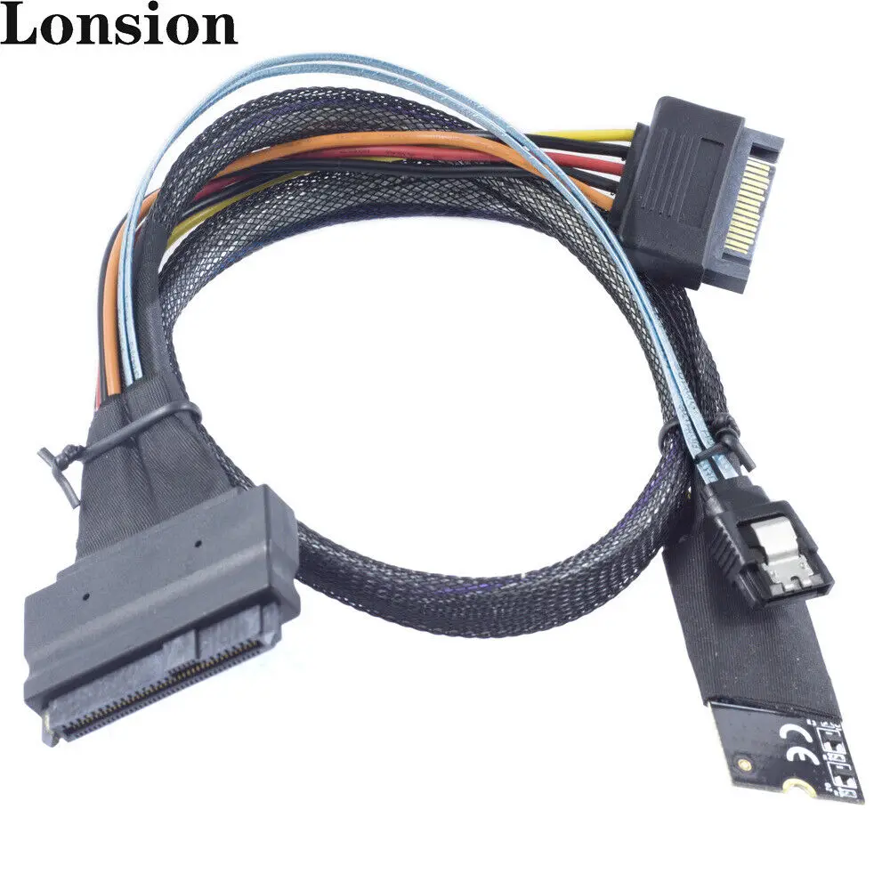 M. 2 SFF-8643 to U.2 SAS SFF-8639 with SATA 15P and 7P Server Adapter Cable