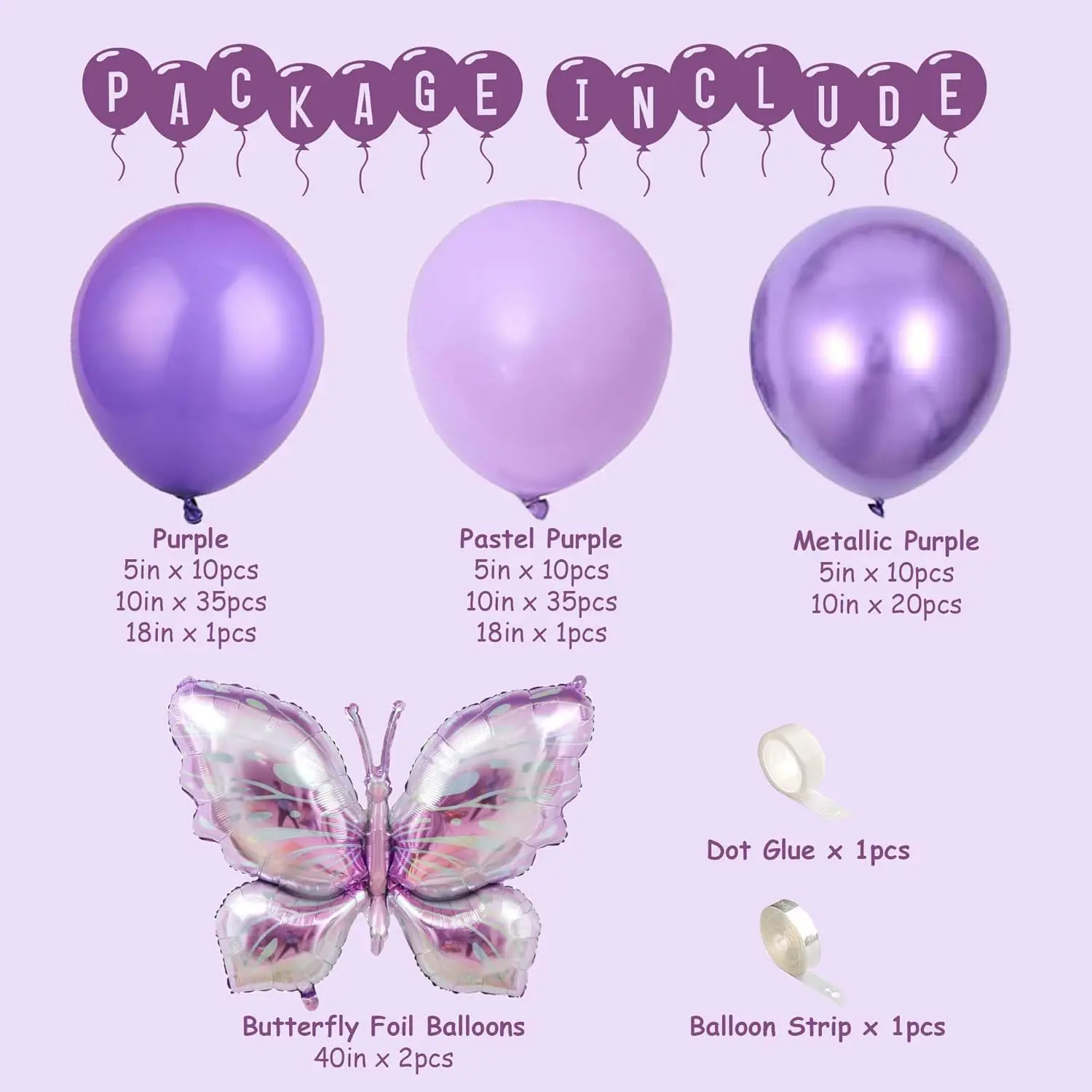Purple Butterfly Balloon Garland Arch Kits for Wedding Birthday Celebration Holiday Home Balloons Party