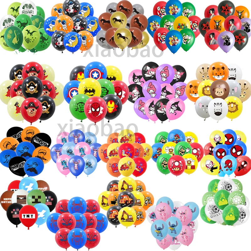 Wholesale Cartoon Anime Character Spiderman Super Mario Brother Lilo Stitch Hero Car Kuromi My Melody 12 Inch Latex Balloon