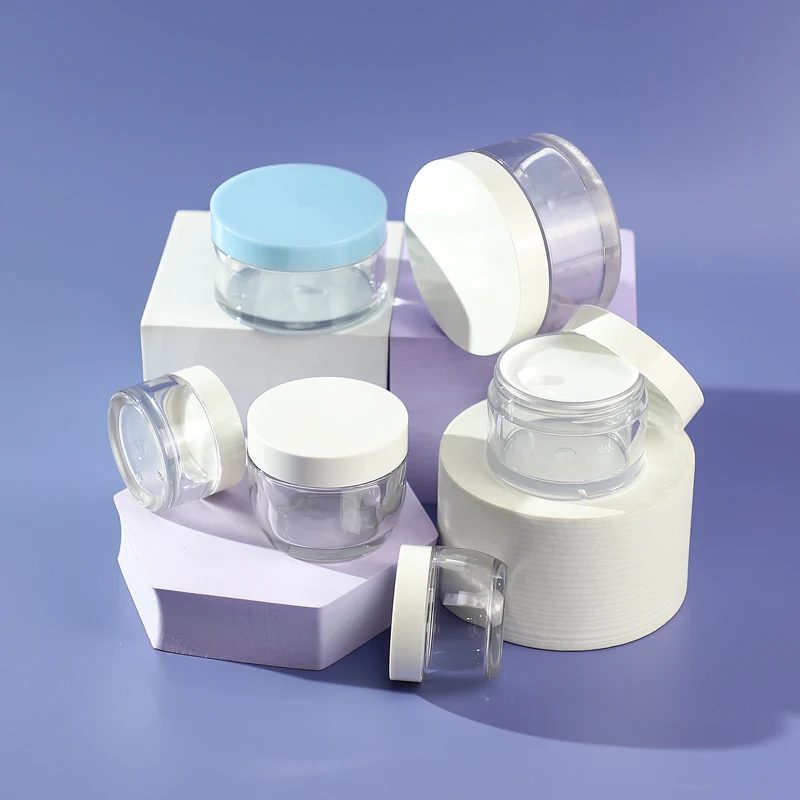 Empty 8oz Thick Wall PET Plastic clear cosmetic jar with lid for cream skin care packaging container