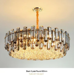 luxury modern living room hotel giant bathroom staircase metal black crystal drops chandelier light for lobby