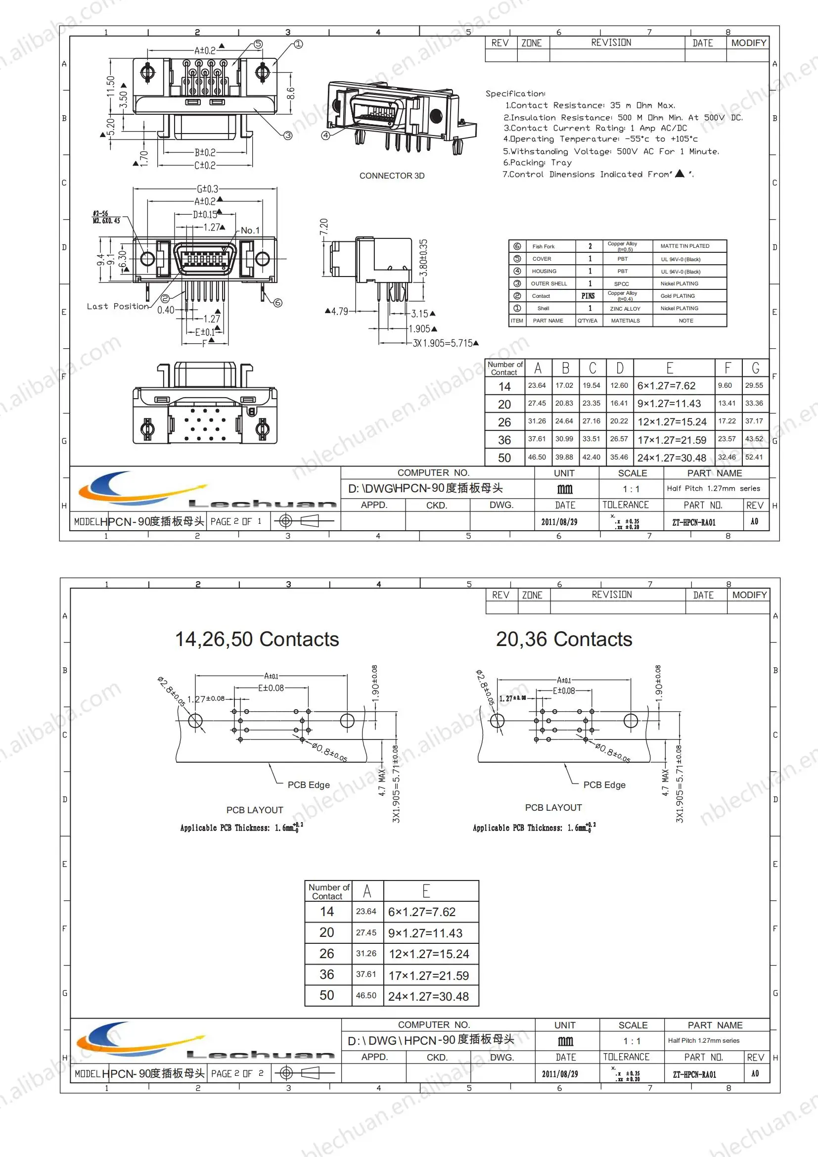 SCSI Mini D Ribbon 36PIN Female PCB Connector Boardmount Thru-Hole Right Angle Receptacle Solder 10214 10220 10226 10240 10250
