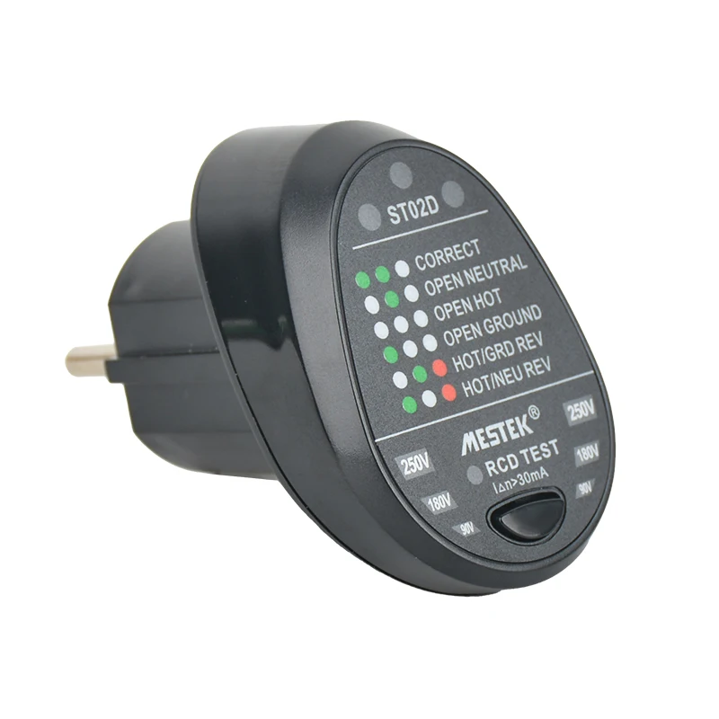 Mestek New Design Black Socket Standard EU Socket Tester European Wall Socket Electricity Test High Accuracy Outlet Tester