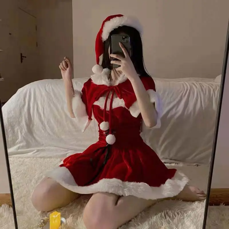 MKMN  Ladies Christmas Sexy Lingerie Red Santa Babydoll Shirt
