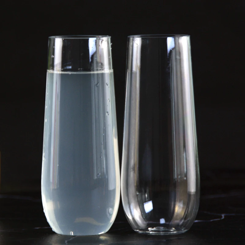 Hot Sale Plastic Stemless Champagne Flutes Unbreakable Wine Glass Disposable cheap flute