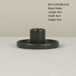 Matte Black White Minimal Ceramic Candle Plate Holder Stand