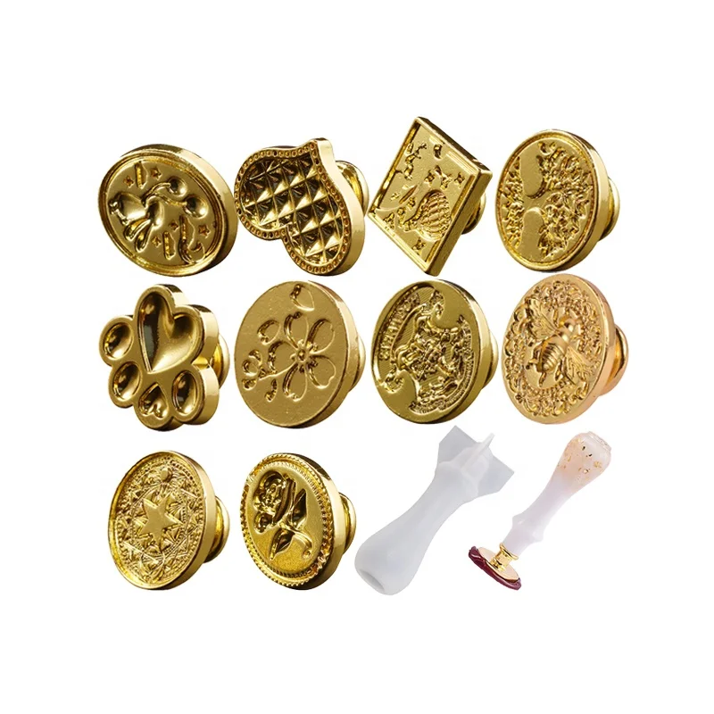 Envelope Tag Label Wax Seal Stamp Epoxy Resin Mold Kit Sealing Handle Silicone Mold