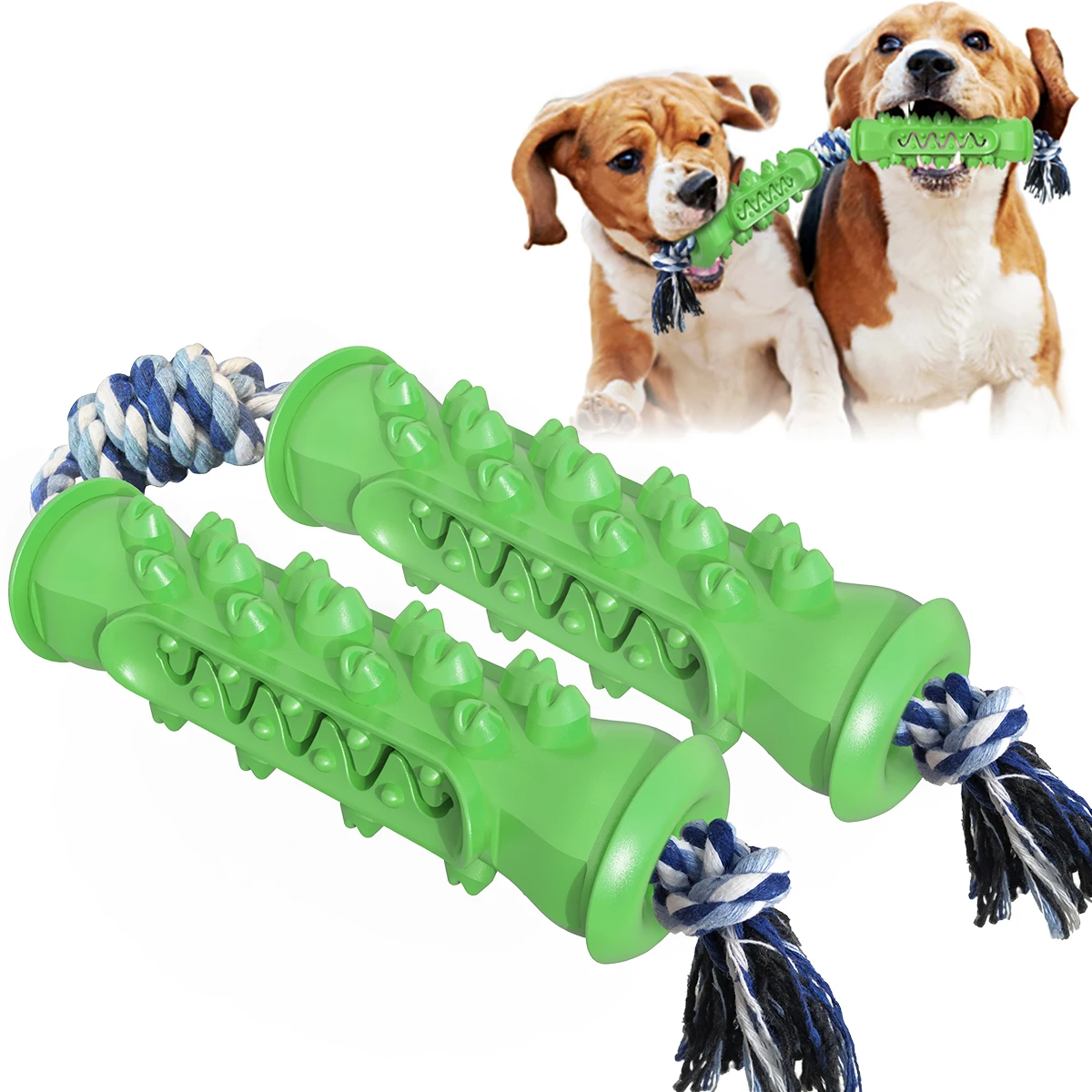 
Custom fashion attractive design Pet Dog Chew Toys Molar Stick Double Serrated With Rope teeth cleaning double knot pet molar 