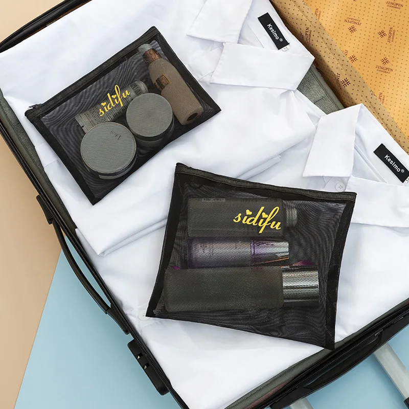 Travel Portable Large Capacity Wholesale Zipper Ladies Cosmetic Bag Makeup Mesh Storage Bag Wash Kit Bag