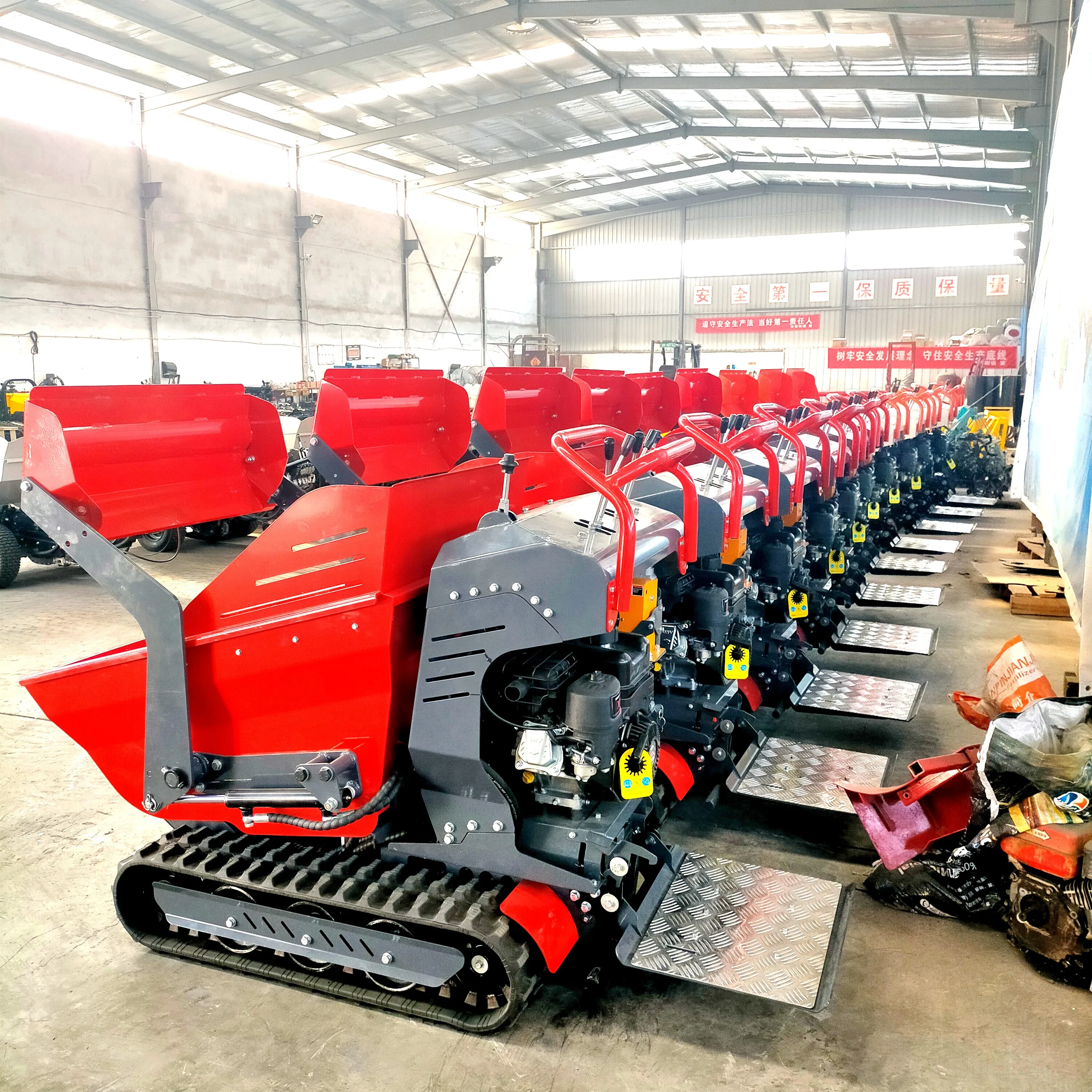 Load Capacity Gasoline Engine Powered Rubber Track Mini Cart Transporter Crawler Mini Dumper