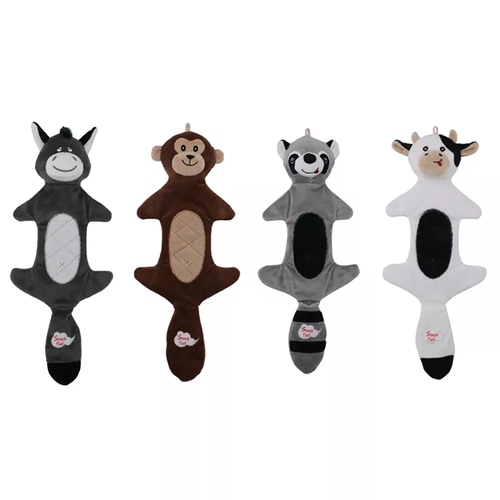 Custom Size Package Faux Fur Cute Animal Shaped Pet Dogs Chew Molar Plush toy Interactive Squeaky Pet Toy