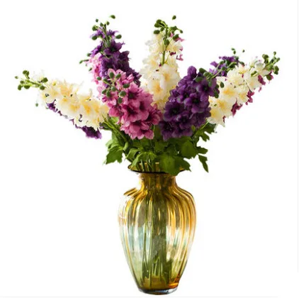 Wholesale Artificial Delphinium Ajacis Faux Violet Silk Flower Home Garden Party Wedding Decoration Artificial Flowers