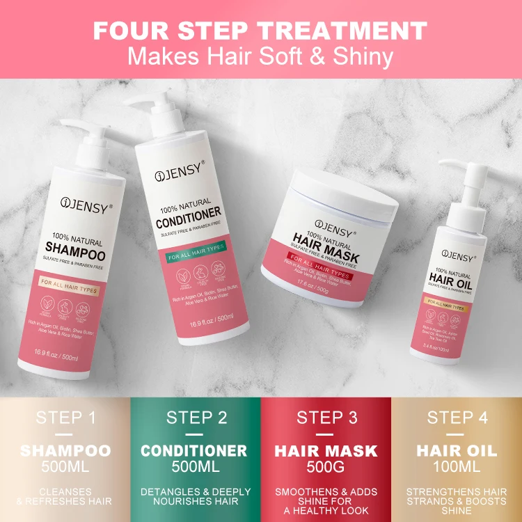 Private Label Sulfate Free Biotin RIce Water Rosemary Organic Natural Hair Mask Hair Growth Oil Shampoo and Conditioner Sets