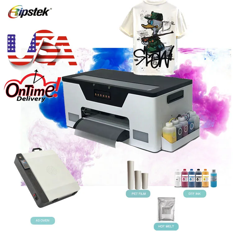 Mini A3 dtf Printer ,t-shirt printer Make America great again Hat tshirt dtf printer Pet film roll 30cm with oven machine