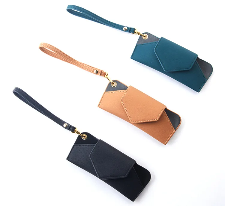 Estuche de cuero para gafas sol estuche proteccion anteojos diseno sencillo y