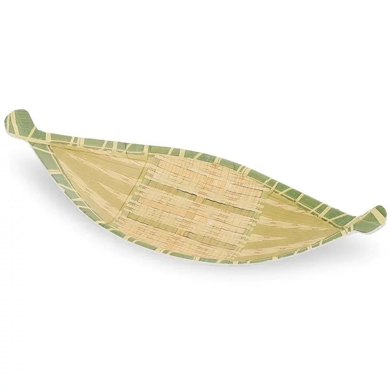 Оптовая продажа, дешевая сервировочная тарелка с бамбуковым узором, американский ресторан, одноразовые медицинские тарелки из меламина в форме лодки