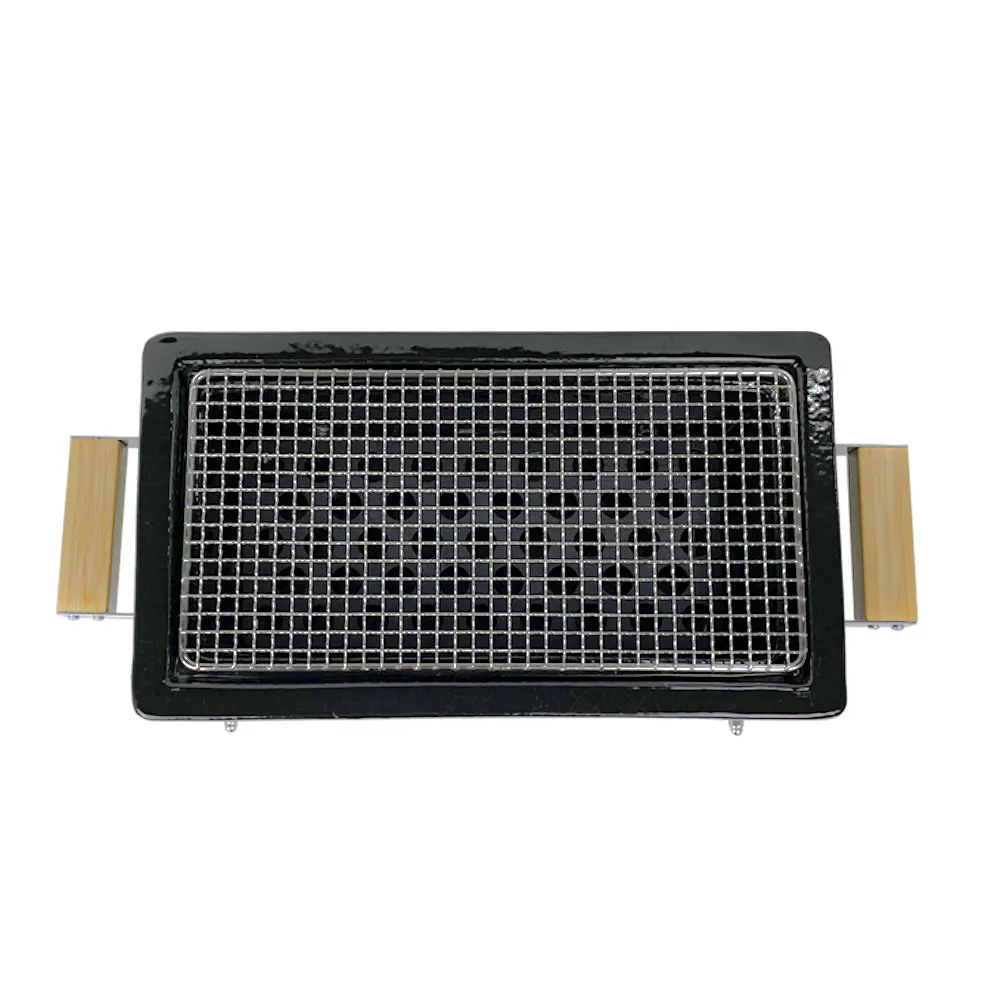 Auplex Square Hibachi Japanese Charcoal Ceramic Kamado Grill for indoor or outdoor BBQ camping