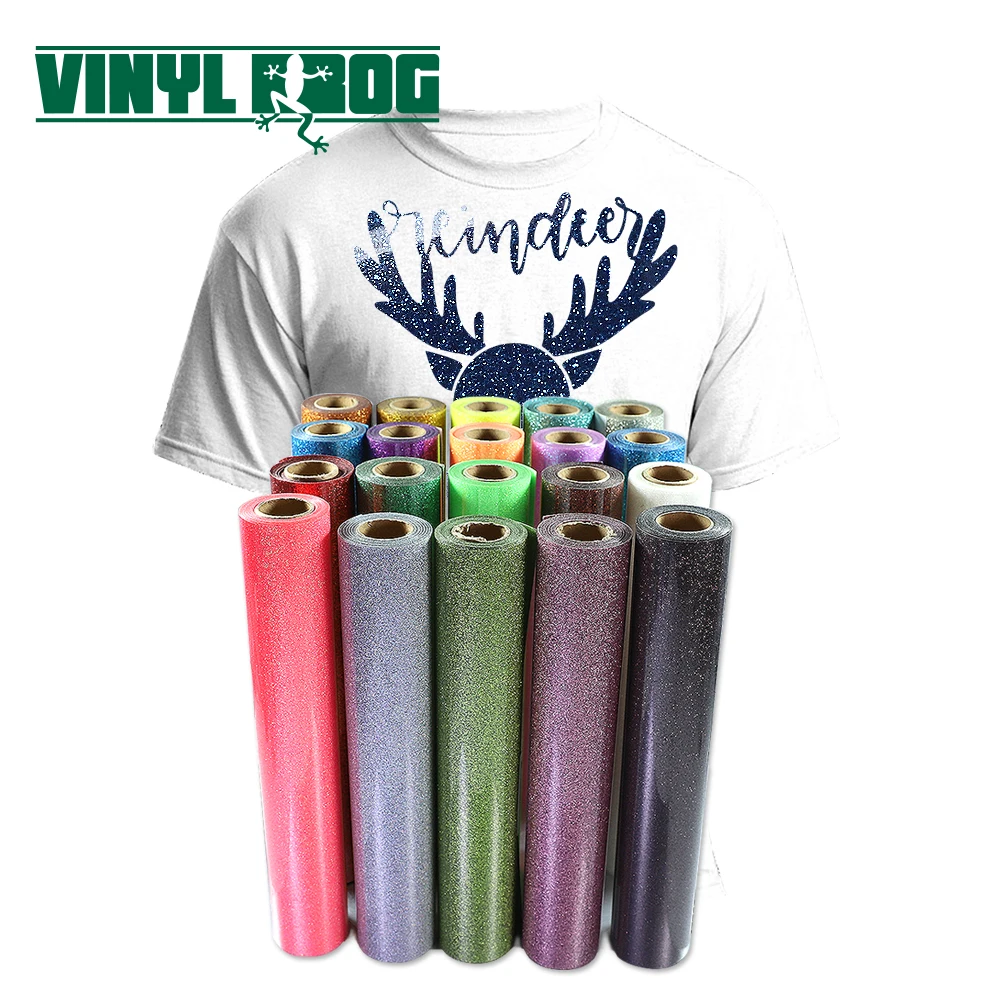 Custom Hot Sale Pu Htv Glitter Vinyl Heat Transfer Film Glitter Heat Transfer T-shirts Vinyl Rolls