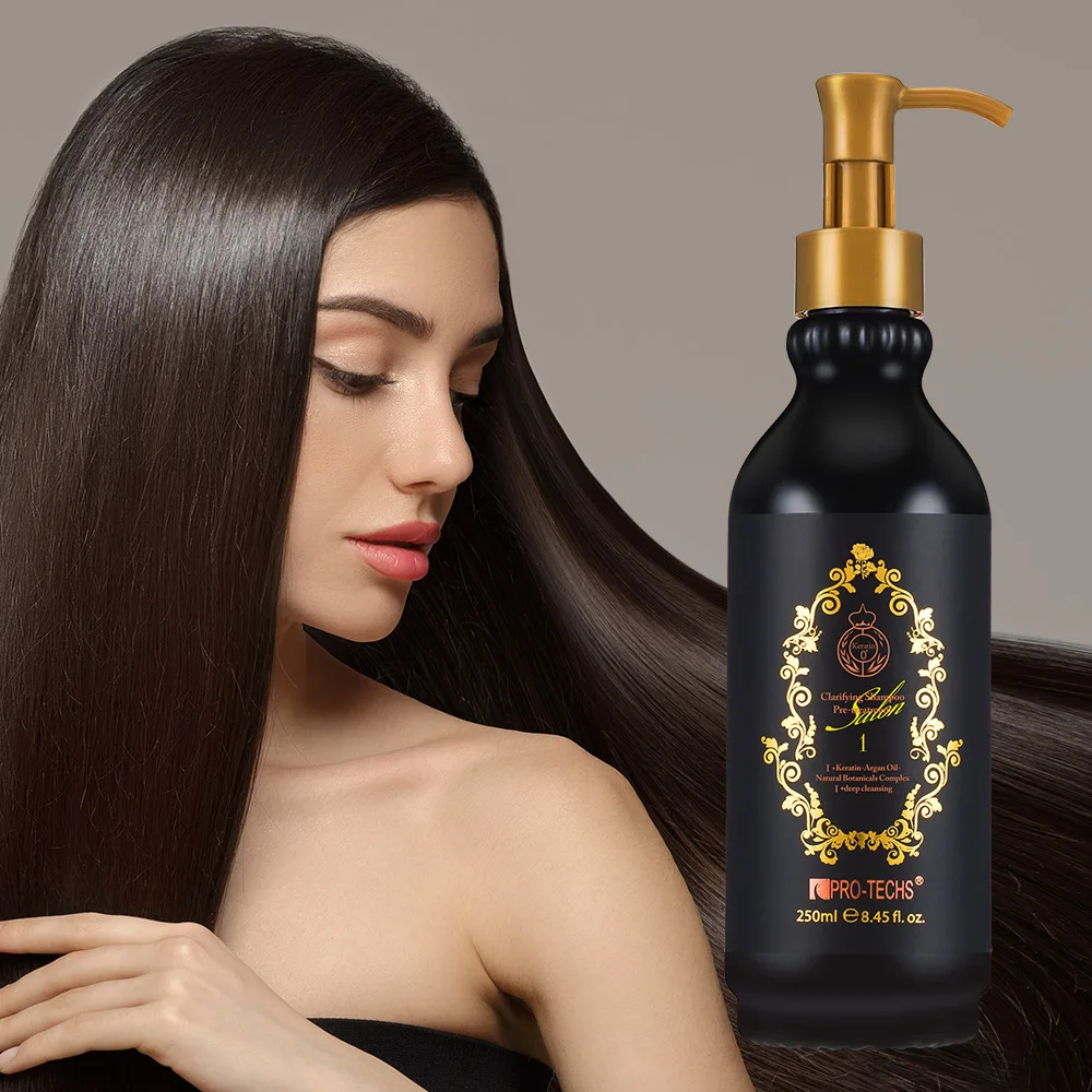 Professional hair salon pro techs keratin shampoo 250ml keratin treatment smooth moisturizing hair shampoo 500ml for curly hair
