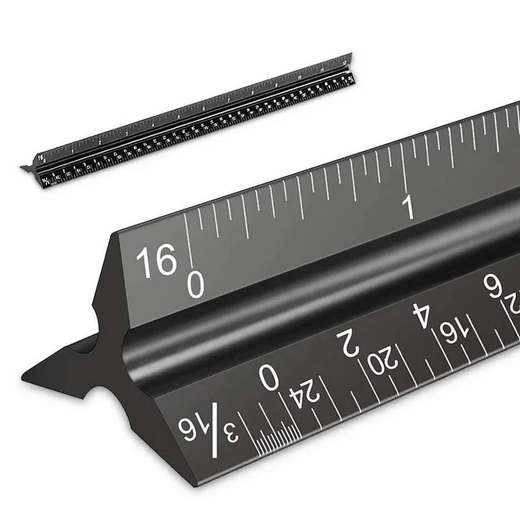 Hot Selling 30cm Aluminum Triangular Architectural Scale Ruler for Artists Draftsman Drawing