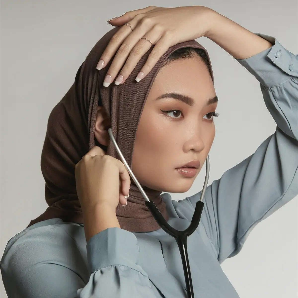 Yomo Malaysia solid color modal with ear hole instant hijab wrap head wearing headphone stethoscope Jersey Cotton headsca