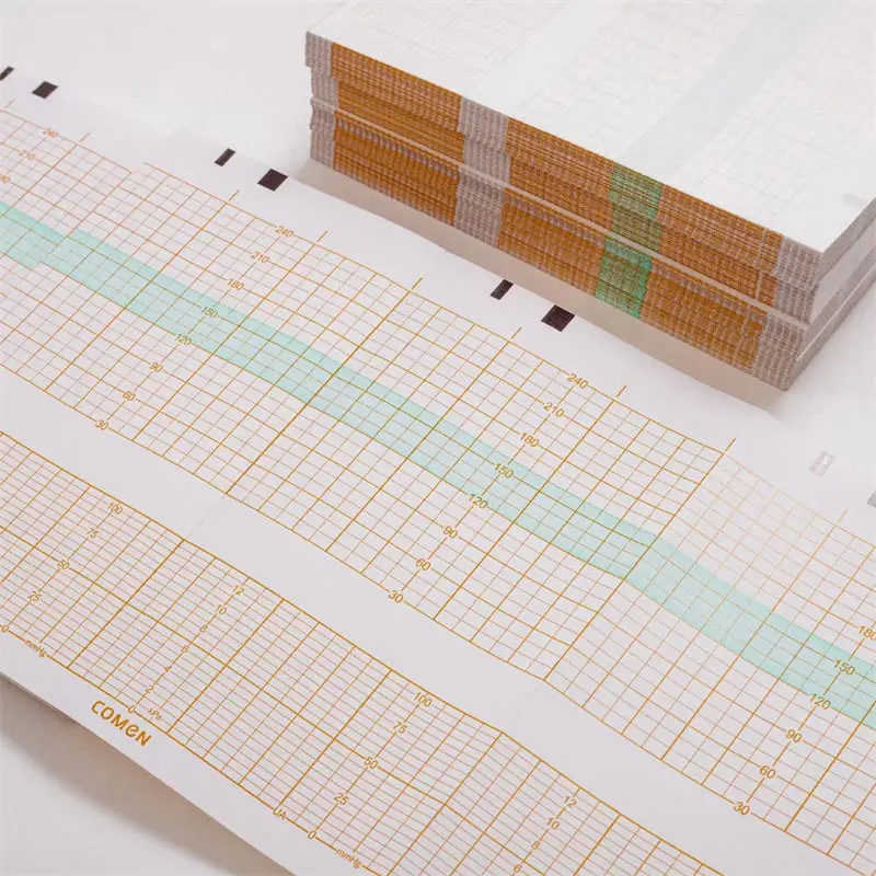 Medical A Grade Consumables Thermal CTG ECG EKG Graph Chart Paper Roll for Electrocardiograph BPL Chemical Coated Red Blue Base