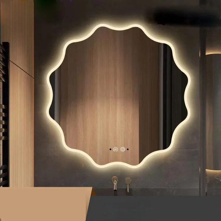 Top quality Factoryhot sales hotel HD bathroom mirror led Anti-fog mirror Touch screen light polygonal smart vanity mirror