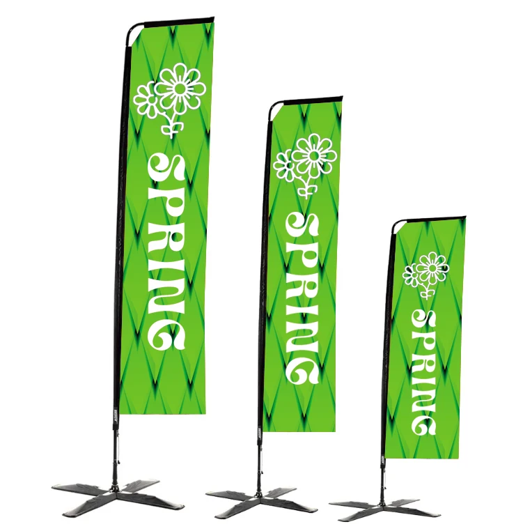 Single Double Exhibition Custom Logo Beach Block Shape Rectangular Advertising Feather Teardrop flag for Event Trade Show