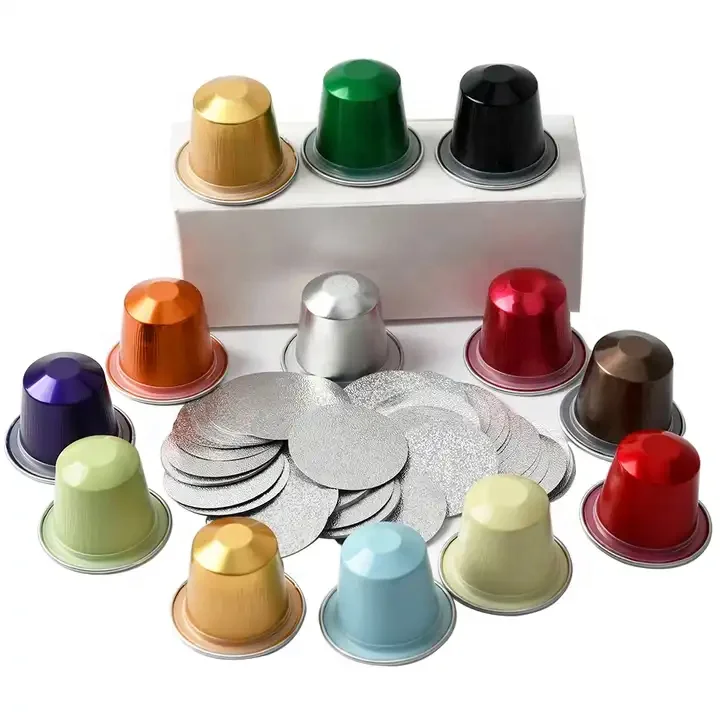 Factory Wholesale Nespresso Coffee Capsule Filter Cups with Sticker Aluminum Lids/Heat Seal Lids for Espresso Machine 37mm