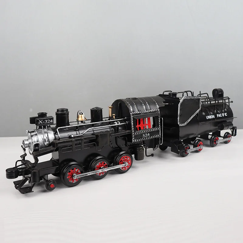 Handmade decorations metal retro nostalgia antique model train toy steam locomotive for sale classic mini steam trains