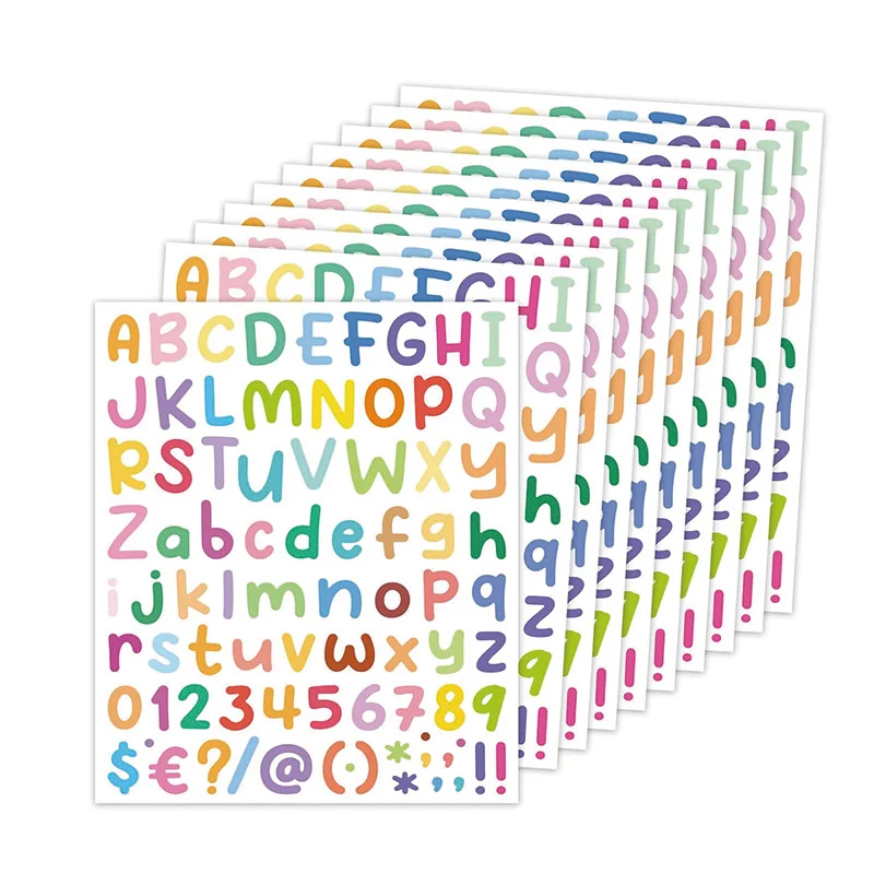 Adhesive Letters Small Cartoon ABC Stickers for Kids Vinyl Alphabet Number Sticker Set for DIY Craft Scrapbooking Embellishment