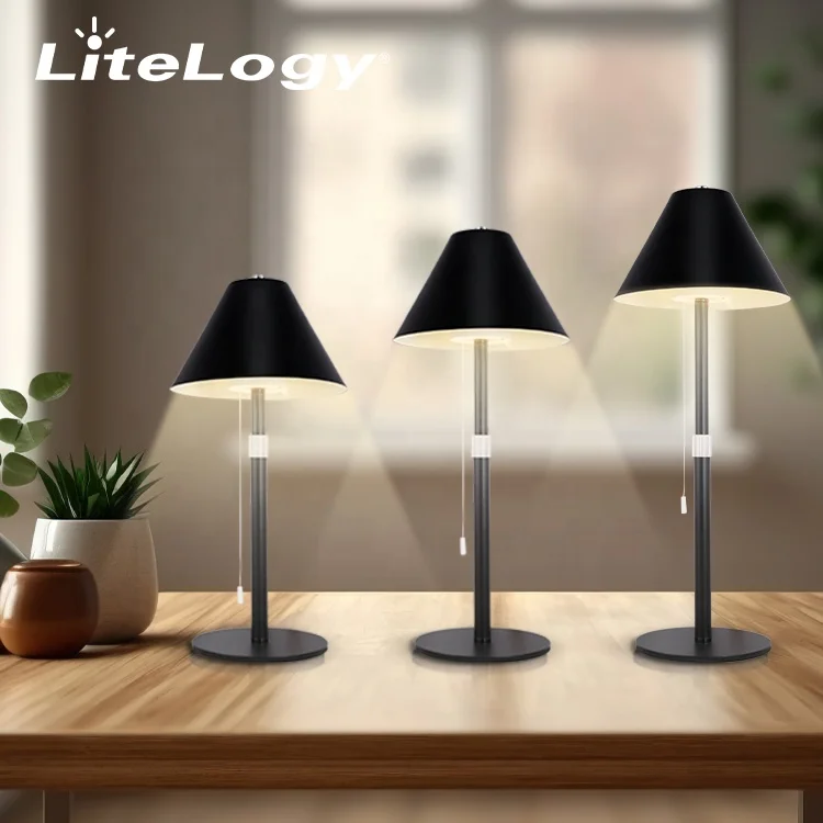 Hot Sale Adjustable Height Pull Chain Hotel Restaurant Rechargeable Led Table Lamp Lampada Tavolo Ristorante