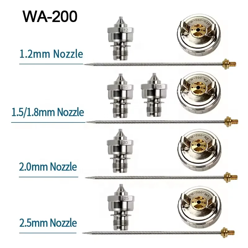 WA-101 WA-200 Automatic Spray Gun Nozzle+Needle+Aircap Set WA101 WA200 Repair Kit Sprayer Parts Pneumatic Tool