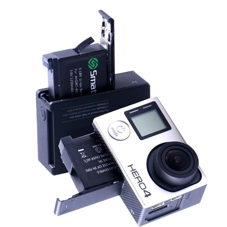  Smatree 1290 мАч литий-ионная расширенная батарея AHDBT-401 AHDBT401 AHDBT 401 для GoPro Heros 4 Аксессуары ванной комнаты с 3-канальный блок питания зарядное
