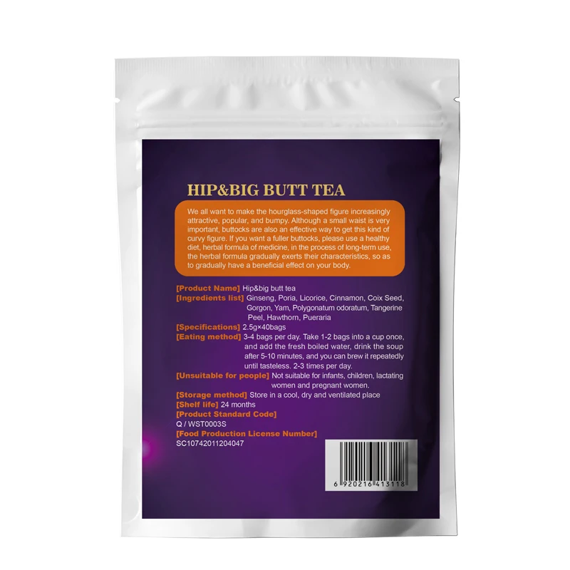wholesale Bigger Hip Up tea Custom Fully Effective Enhancement Sexy Firming Buttock supplements herbal big Butt Hip tea
