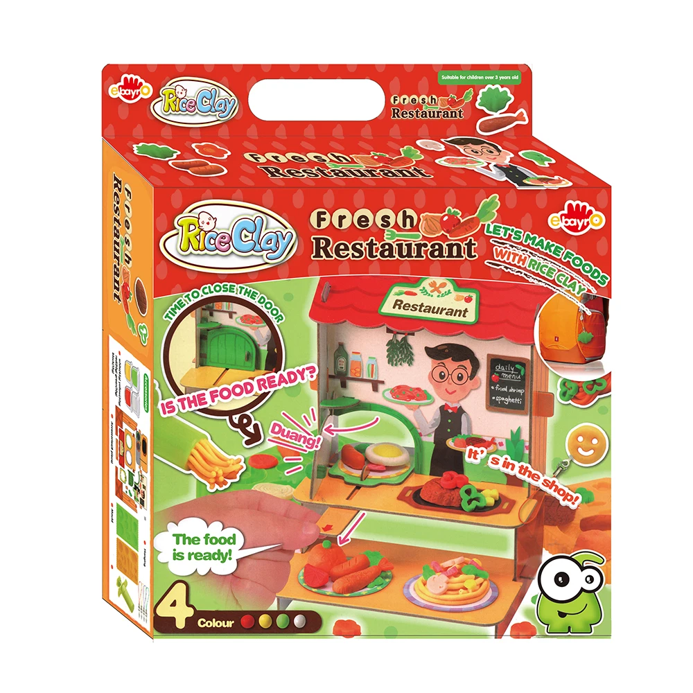 ebayro 2022 hot selling eco-friendly clay children education intelligent children rice clay toy Fun Rotary fresh restaurant