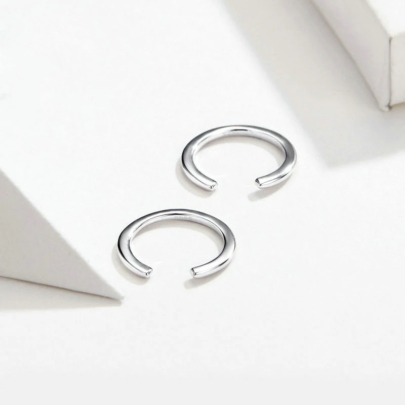 Minimalist ear buckle sterling silver 925 platinum-plated clip full body huggie earrings girl